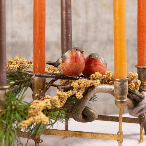 Set de 4 Figuras Decorativas Robin de Cerámica - Tonos Rojos y Naturales, 5,4 cm - Perfectas para el Jardín y el Hogar