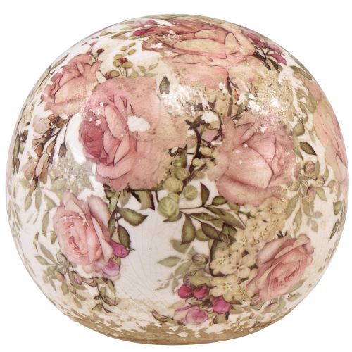 Artículo Bola de cerámica con motivo de rosa loza decorativa de cerámica 12cm