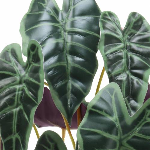 Artículo Alocasia planta artificial hoja de flecha verde violeta Al. 48 cm