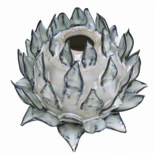 Artículo Florero decorativo arte shock cerámica azul, blanco Ø9.5cm H9cm