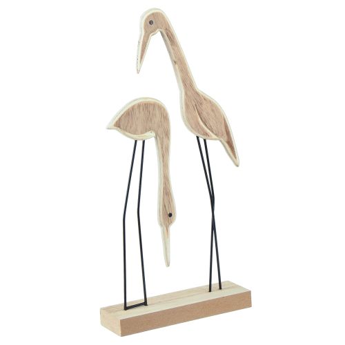 Soporte figura de madera par de grullas natural 27,5×13cm 2 piezas