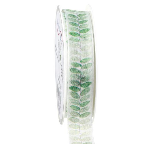 Artículo Cinta Hojas Verdes Cinta Organza Cinta Decorativa 25mm 18m