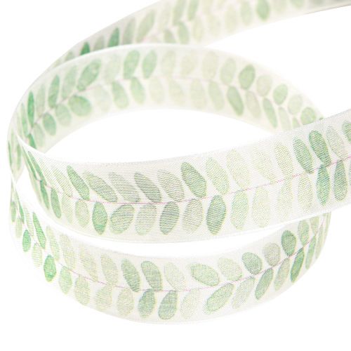 Artículo Cinta Hojas Verdes Cinta Organza Cinta Decorativa 25mm 18m