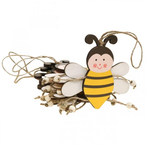 Abeja para colgar, decoración de primavera, colgante de  madera H9.5cm 6pcs-02750