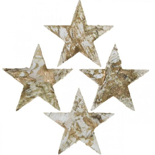 Floristik24 Estrella decorativa de corteza de abedul estrellas de abedul natural, doradas 6,5 cm 30 piezas