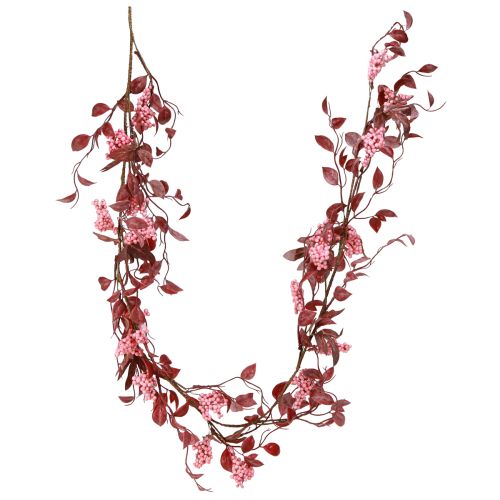 Artículo Guirnalda de hojas decoración otoñal percha decorativa en rosa 125cm