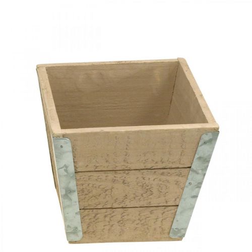 Artículo Jardinera de madera macetero shabby chic beige 12,5×14,5×14,5cm