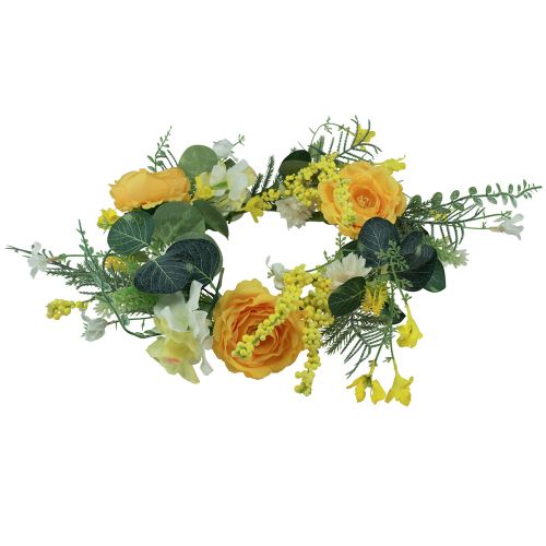 Artículo Corona de flores artificiales Corona de flores artificiales amarillo blanco 42cm