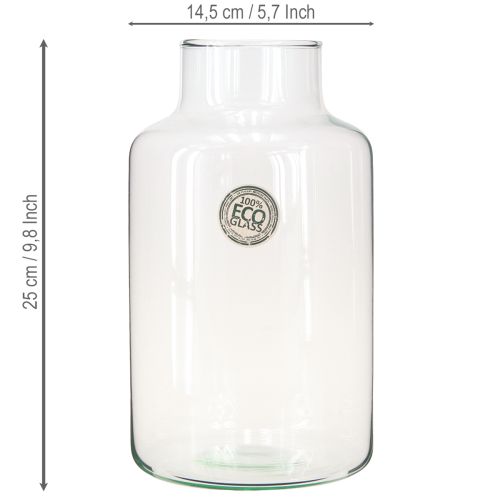 Artículo Jarrón de flores de cristal decorativo con cuello transparente Ø14,5cm H25cm