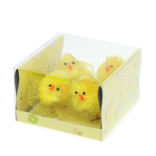 Artículo Pollito de chenilla con vestido lazo 5cm amarillo 4uds