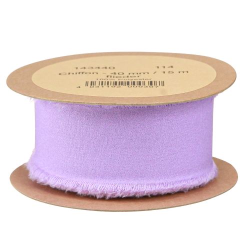 Artículo Cinta de gasa cinta de tela lila con flecos gasa 40mm 15m