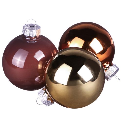 Bolas de árbol de Navidad mezcla de bolas de vidrio marrón dorado Ø5cm 24 piezas