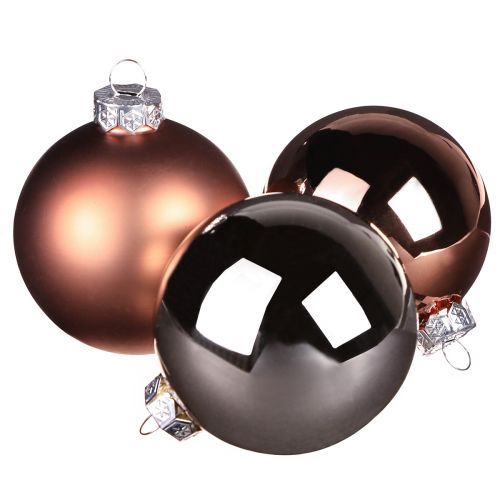 Bolas de árbol de Navidad bolas de cristal plateadas albaricoque Ø5cm 24 piezas