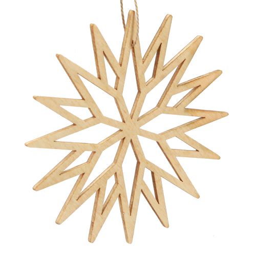 Artículo Decoración del árbol de Navidad decoración de madera copo de nieve baya 10cm 12 piezas