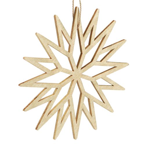 Artículo Adornos para árboles de Navidad decoración de madera copo de nieve marrón 10cm 12 piezas