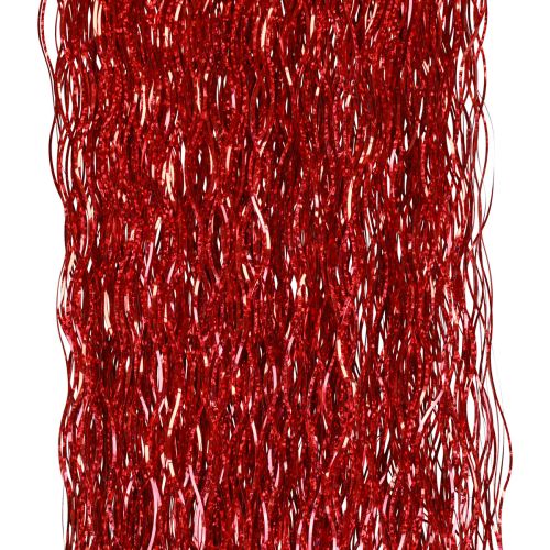 Artículo Decoración para árbol de Navidad Navidad, oropel ondulado rojo brillante 50cm