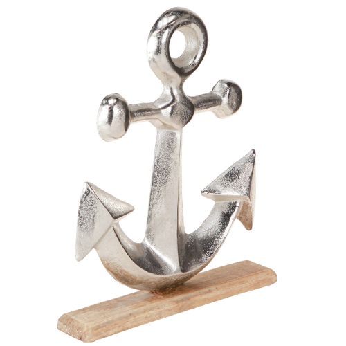 Ancla decorativa de metal y madera Color plata 25,5×5,5×31cm