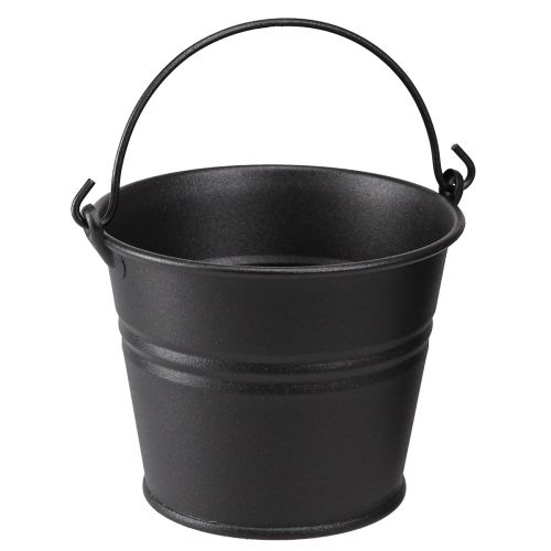 Floristik24 Cubo decorativo macetero de metal con asa negro Ø14cm 3ud