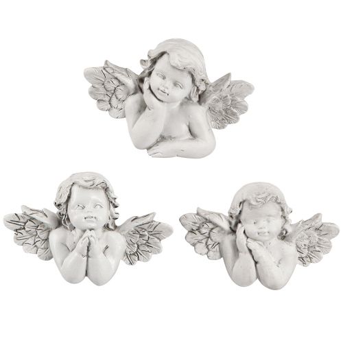 Floristik24 Ángel decorativo decoración tumba gris poliresina 7,5×5cm 6 piezas