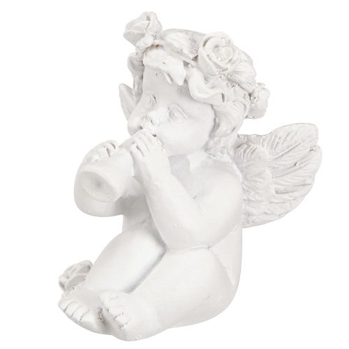 Artículo Ángel decorativo con corazón decoración de tumba poliresina blanca H5cm 6 piezas