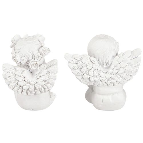 Artículo Ángel decorativo con corazón decoración de tumba poliresina blanca H5cm 6 piezas