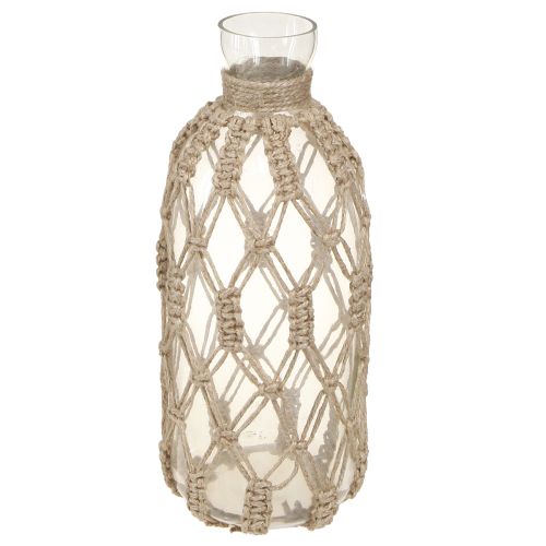 Jarrón decorativo de macramé de vidrio para botellas Ø10cm H27cm