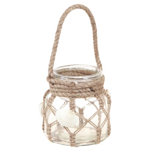 Artículo Conchas decorativas de macramé de vidrio marítimo Ø11cm H12,5cm 2ud