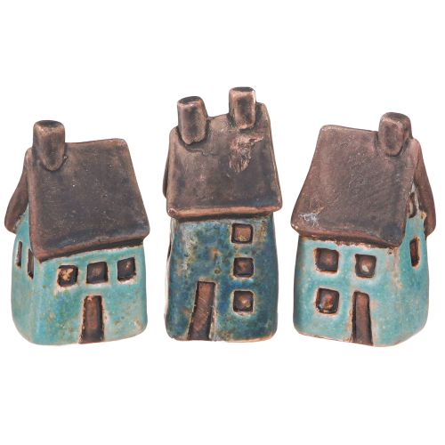 Casa Decorativa Cerámica Azul Marrón Vintage H6,5/7cm 6 piezas