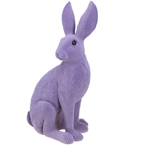 Artículo Conejito decorativo lila Conejito de Pascua sentado flocado 16×13×35cm