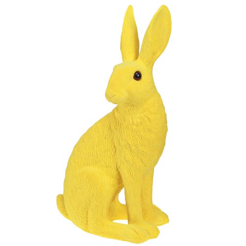 Conejito decorativo sentado Conejito de Pascua flocado amarillo 12×9×25cm