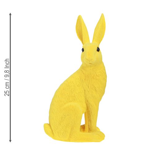 Artículo Conejito decorativo sentado Conejito de Pascua flocado amarillo 12×9×25cm