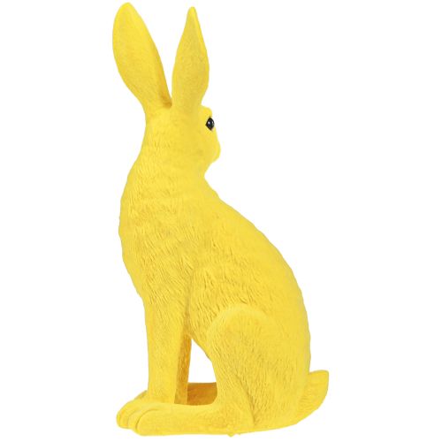 Artículo Conejito decorativo sentado Conejito de Pascua flocado amarillo 12×9×25cm