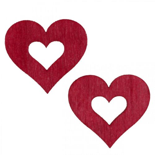 Corazones decorativos decoración esparcida corazones de  madera rojo Ø2cm 144p-07904