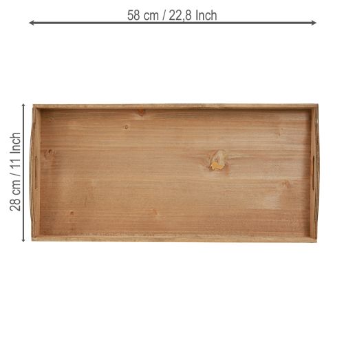 Artículo Bandeja decorativa de madera oblonga FSC en color natural 58cmx28cmx6cm