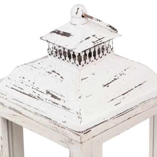 Artículo Farol decorativo shabby chic madera blanco 17,5x17,5cm Alt.37cm