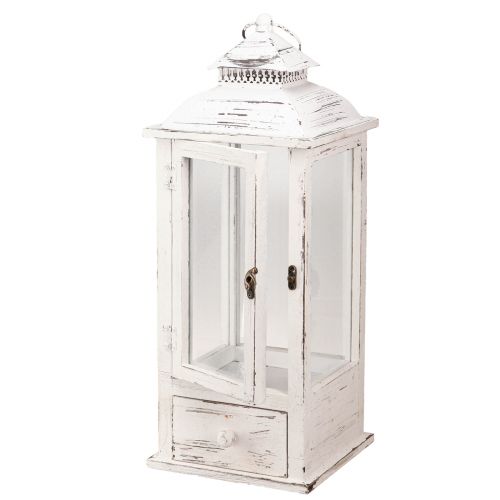 Artículo Farol decorativo vintage con cajón blanco 20×20cm H51cm