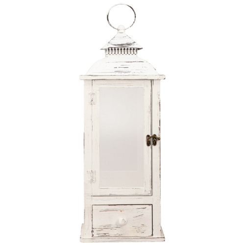 Artículo Farol decorativo vintage con cajón blanco 20×20cm H51cm