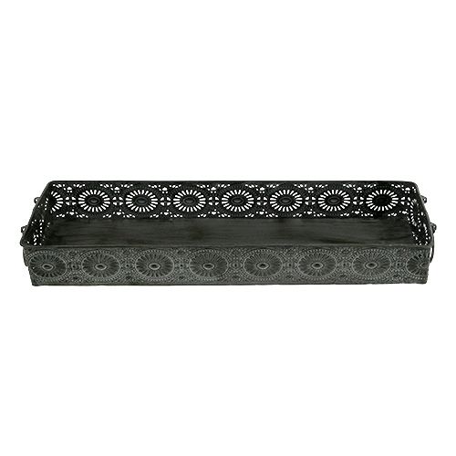 Floristik24 Bandeja de caja de metal gris 40,5cm x 12,5cm x 5cm