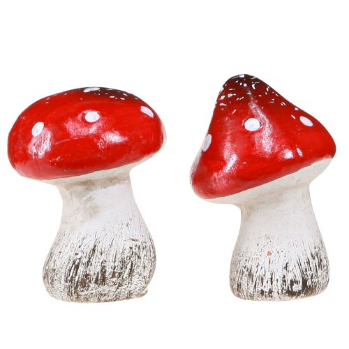 Artículo Setas decorativas agáricos de mosca de cerámica rojo, blanco H5cm 6 piezas