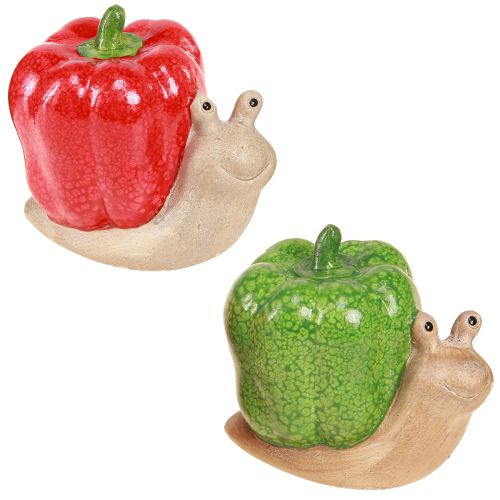 Caracoles decorativos pimiento cerámico rojo verde Al.10cm 2 piezas