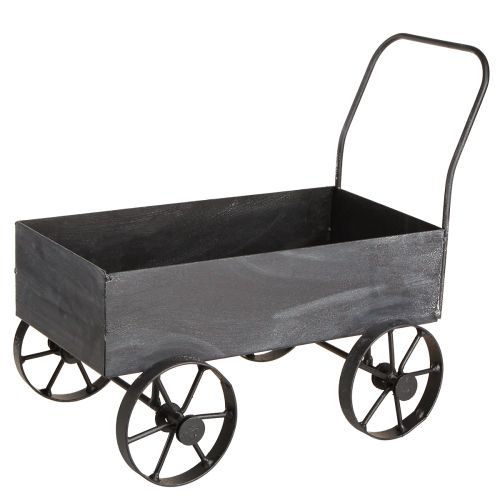 Artículo Jardinera decorativa tipo carretilla de metal antracita L 30 cm