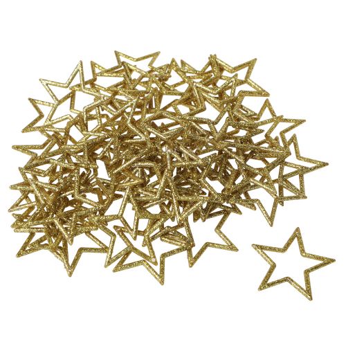 Artículo Estrella decorativa decoración de mesa con purpurina dorada Navidad 4,5 cm 120 piezas