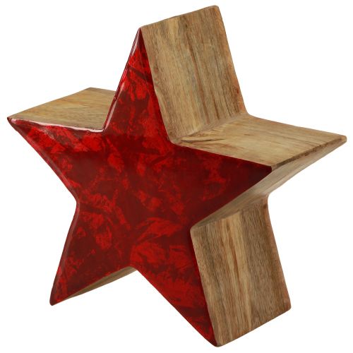 Floristik24 Estrella decorativa estrella de madera roja decoración natural de madera de mango Ø20cm