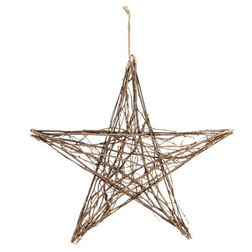 Artículo Estrella decorativa de ramitas de nochebuena para colgar 60cm