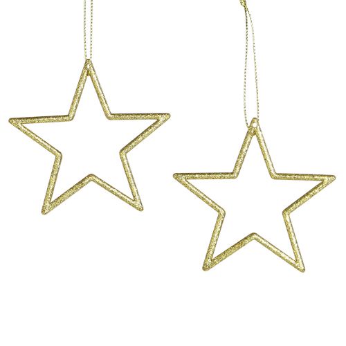 Floristik24 Estrellas decorativas Adornos para árboles de Navidad brillo dorado 7,5 cm 40 piezas