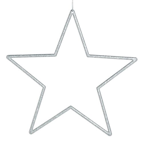 Floristik24 Estrellas decorativas adornos para árboles de Navidad plateados con purpurina 18cm 8 piezas