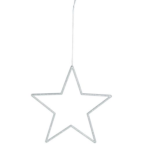 Artículo Estrellas decorativas adornos para árboles de Navidad plateados con purpurina 18cm 8 piezas