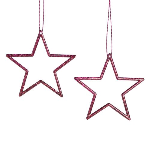 Floristik24 Estrellas decorativas poinsettias para colgar Berry Glitter 7,5cm 40uds