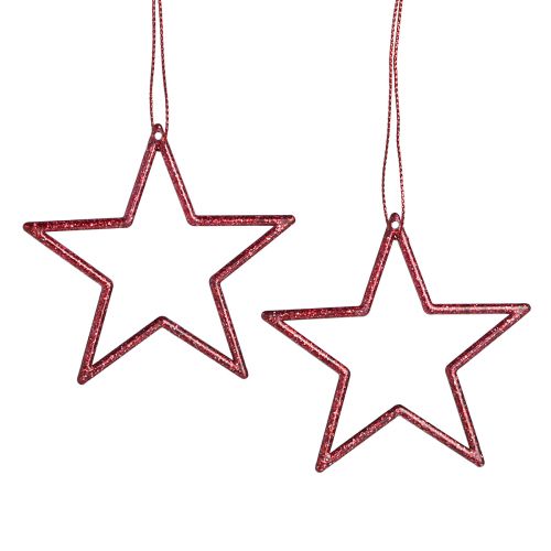 Floristik24 Estrellas decorativas poinsettias para colgar rojo 7,5cm 40uds