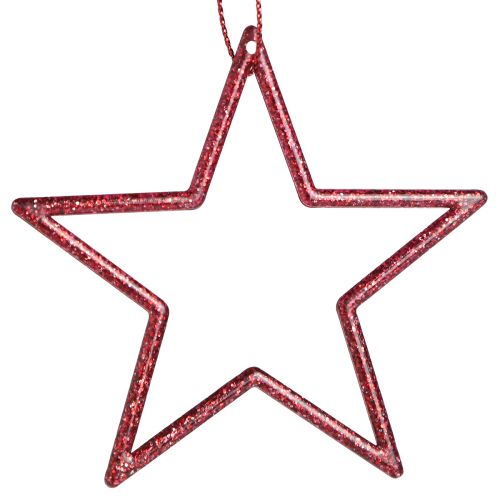 Artículo Estrellas decorativas poinsettias para colgar rojo 7,5cm 40uds